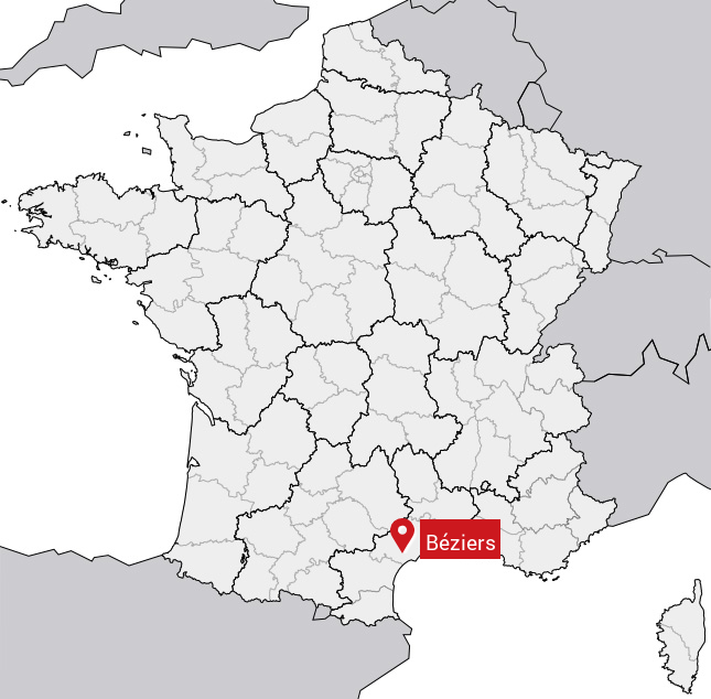 Localisation de Béziers sur la carte de France