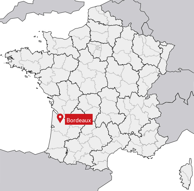Localisation de Bordeaux sur la carte de France