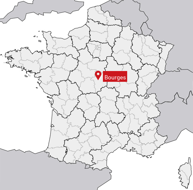 Localisation de Bourges sur la carte de France
