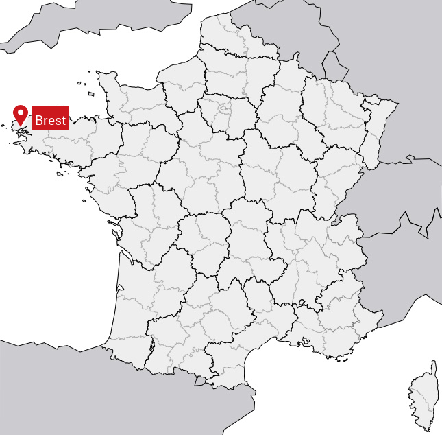 Localisation de Brest sur la carte de France