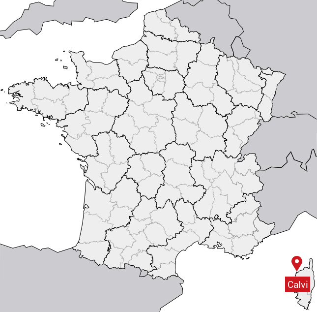 Localisation de Calvi sur la carte de France