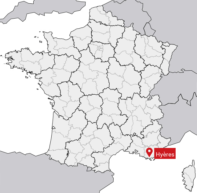 Localisation de Hyères sur la carte de France