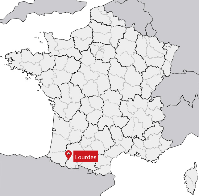 Localisation de Lourdes sur la carte de France