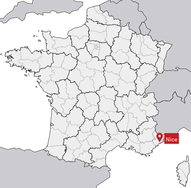 Localisation de Nice sur la carte de France