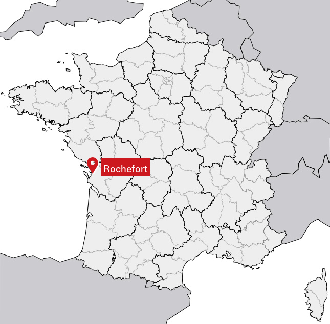 Localisation de Rochefort sur la carte de France