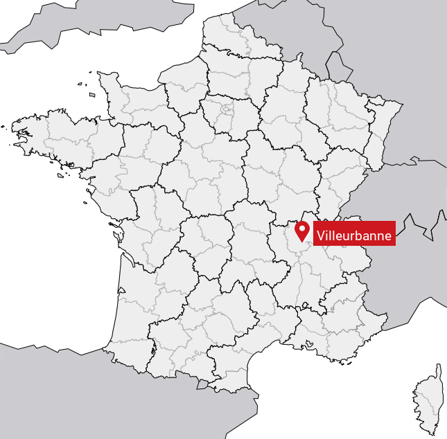 Localisation de Villeurbanne sur la carte de France